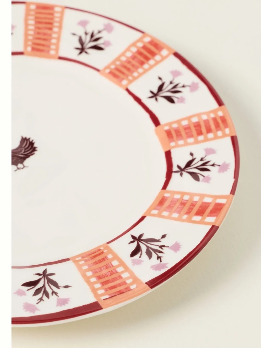 Anthropologie Mille Stoneware Plate Side Dessert New Farm Rooster Chicken 8.25”